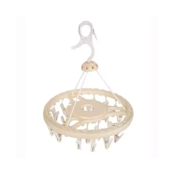 Nadstar Cloth Hanger Drying Clip Round Small Laundry Drying Rack Clothes Hanger with Clips LX-567
