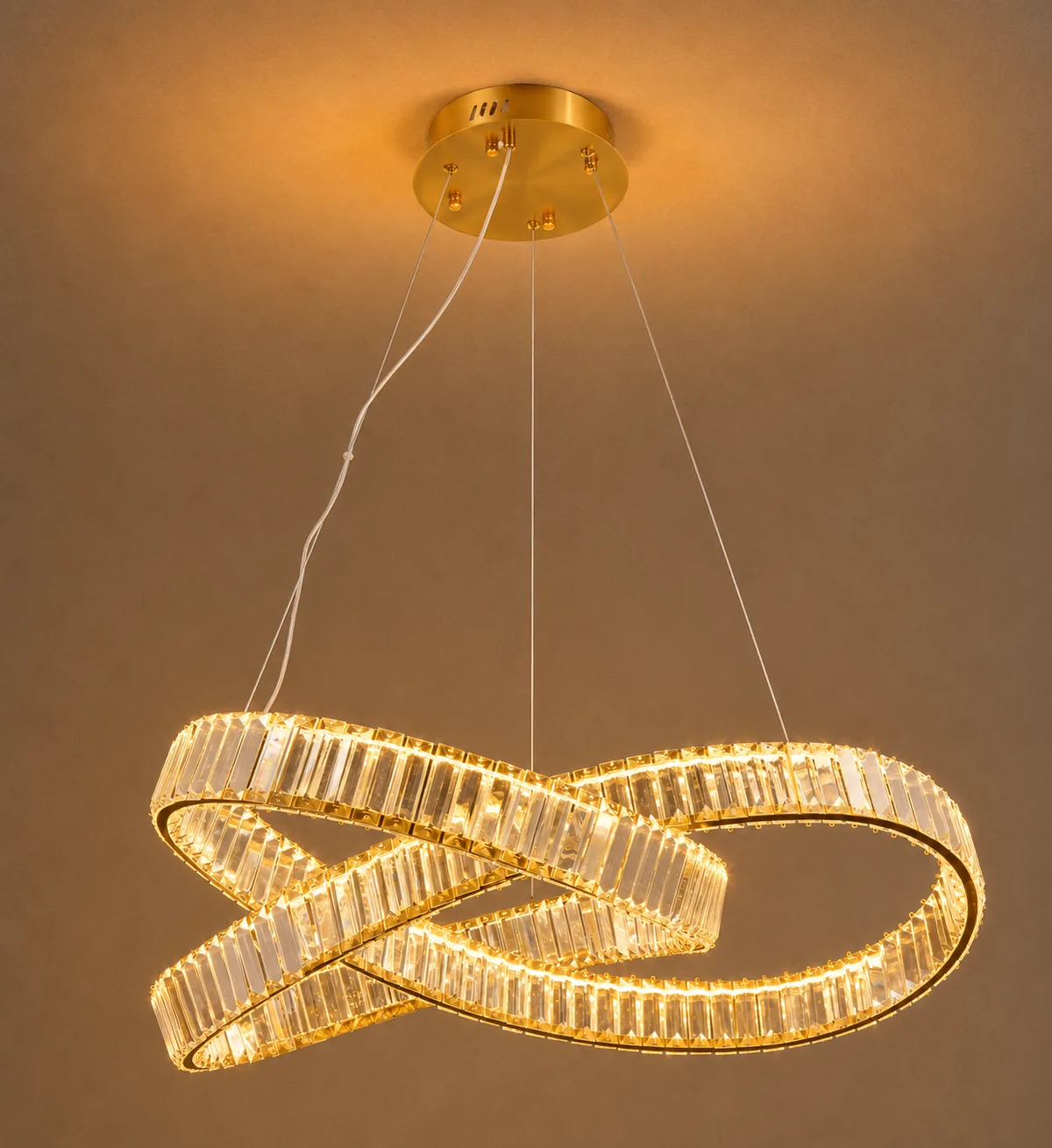 Tronic Luxury Infinity Crystal Pendant Light - Gold LED Chandelier