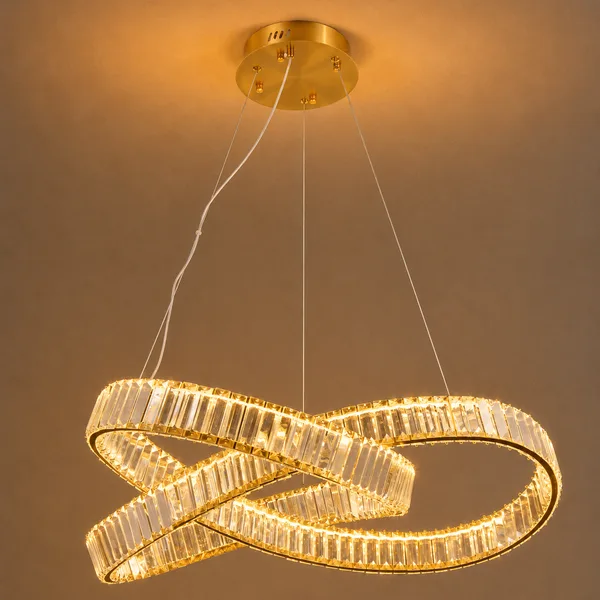 Tronic Luxury Infinity Crystal Pendant Light - Gold LED Chandelier