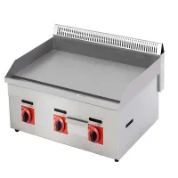 Commercial LPG Gas Griddle 730mm, High-Output 3-Burner Flat Top Grill, Professional Stainless Steel Countertop Gas Griddle WG-720B