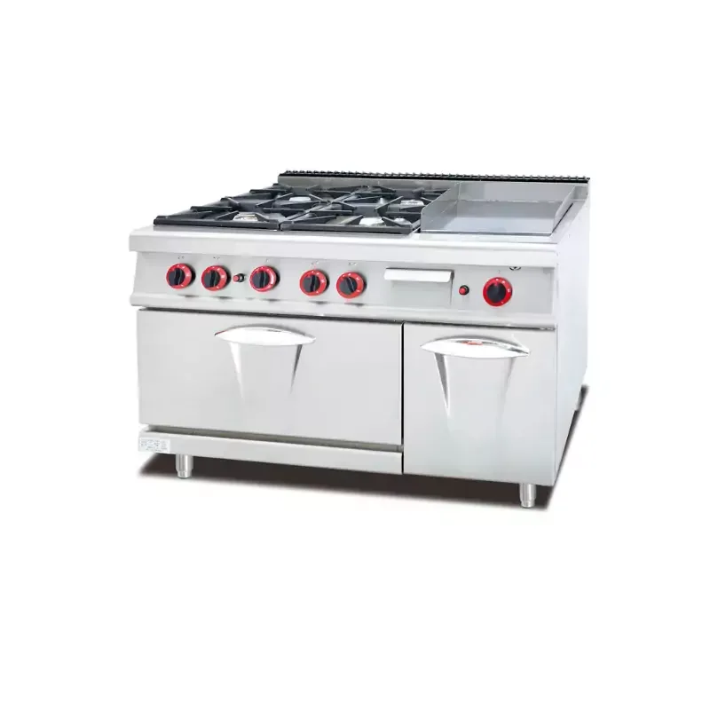 Commercial Kitchen Equipment Commercial 4 Burner Gas Range with Griddle, Oven & Cabinet 102360 BTU, WG-GH-996A