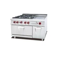 Commercial Kitchen Equipment Commercial 4 Burner Gas Range with Griddle, Oven & Cabinet 102360 BTU, WG-GH-996A
