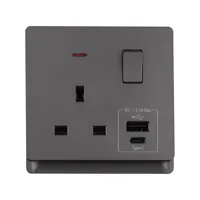 Tronic 13A Single Socket with USB & Type-C - Grey