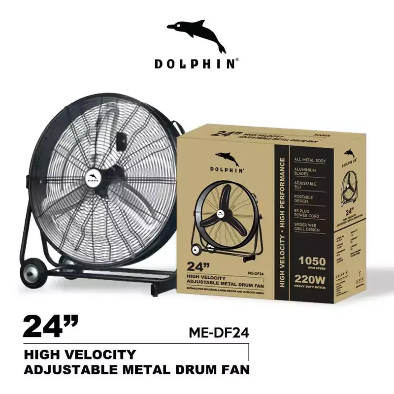 Dolphin Metal Drum Fan 24'' 220W 1050RPM, High Velocity, High Performance ME-DF24