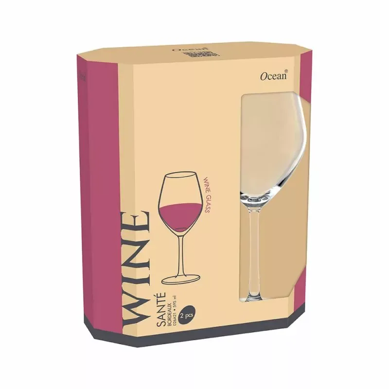 Ocean Wine Glass 2pcs Sante Bordeaux 595ml Fine Rim Stemware 3026A2102G0004