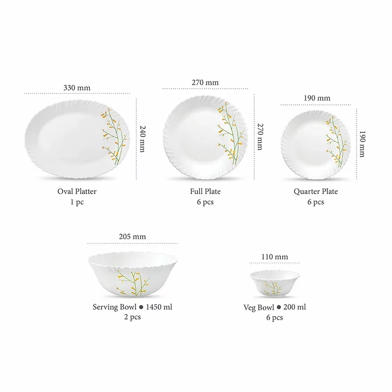 La Opala Dinner Set Citron Weave Classique 47 Pieces LW047