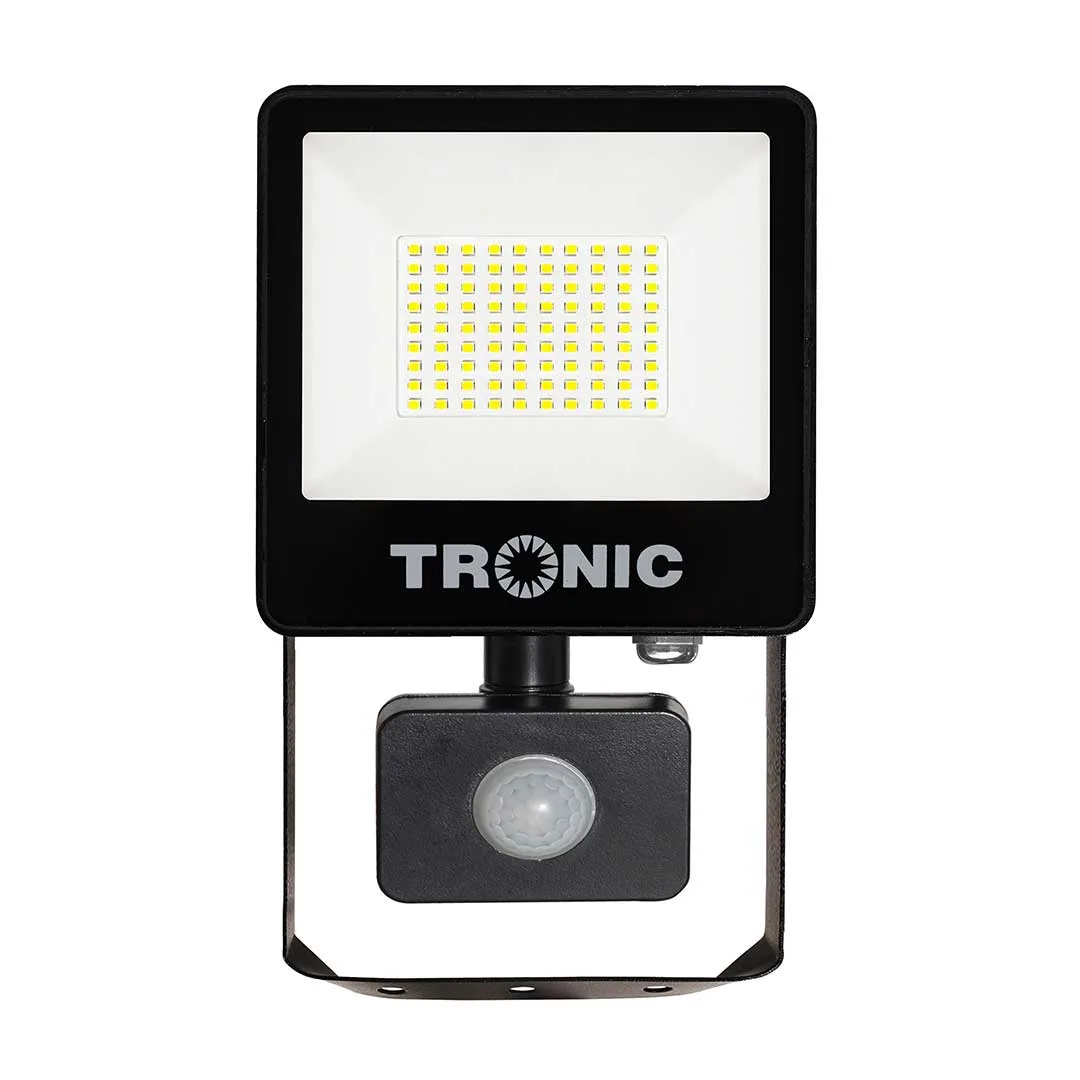Tronic 50W LED Flood Light with Sensor - IP66, 6500K Daylight