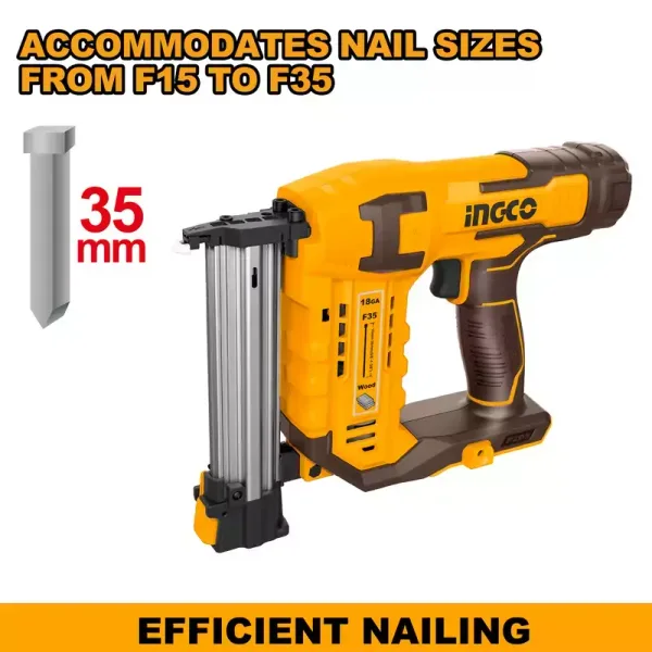 INGCO Lithium-Ion Cordless Brad Nailer Kit - CBNLI3508
