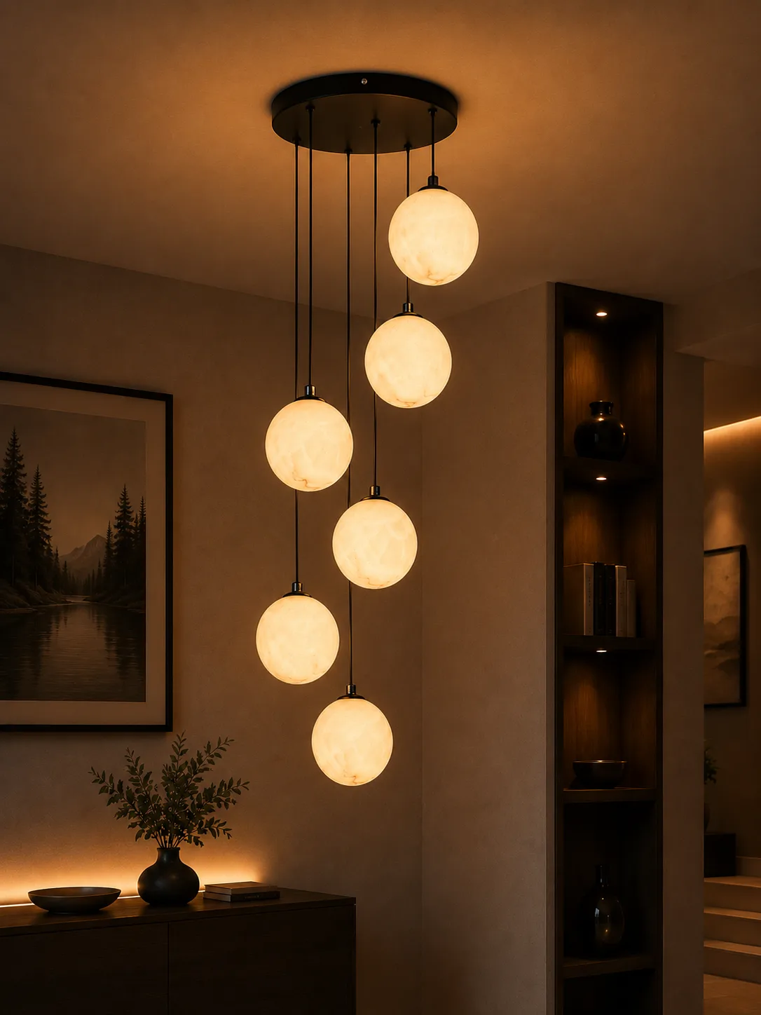 Tronic Luxury 6-Light Cascade Globe Chandelier