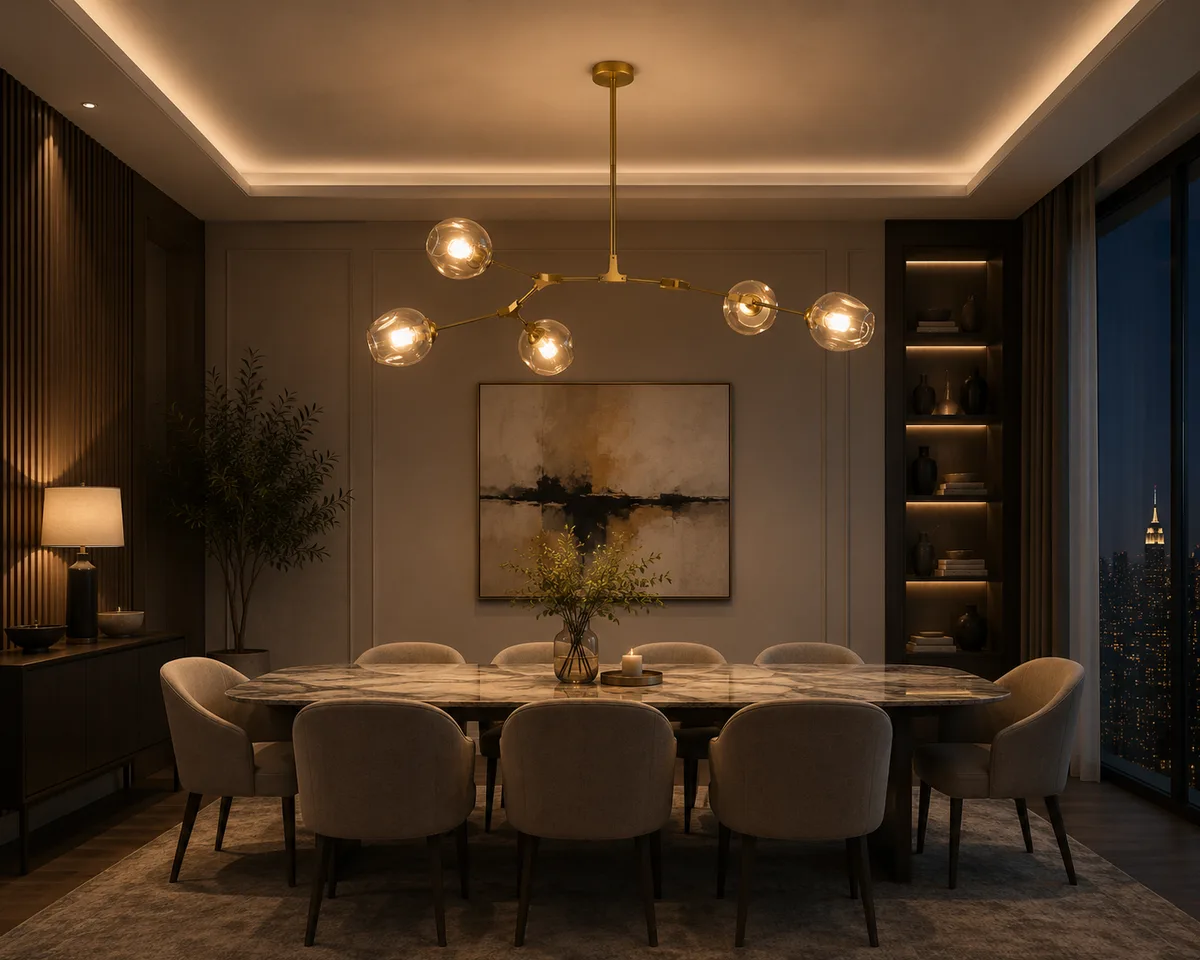 Tronic Modern Gold Cognac Glass Chandelier