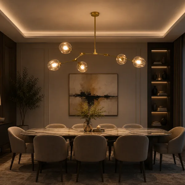 Tronic Modern Gold Cognac Glass Chandelier