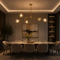 Tronic Modern Gold Cognac Glass Chandelier