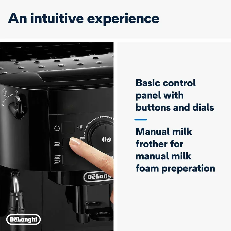 Delonghi Magnifica Start Bean-to-Cup Coffee Machine, Adjustable Grinder, 15-Bar Pressure, Black ECAM12.121.B