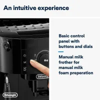Delonghi Magnifica Start Bean-to-Cup Coffee Machine, Adjustable Grinder, 15-Bar Pressure, Black ECAM12.121.B