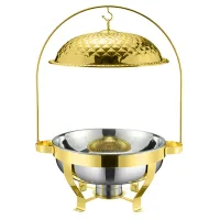 Commercial Kitchen Equipment Luxury Golden Diamond Chafing Dish 8.0L, Premium Stainless Steel Buffet Food Warmer DZW-GD080