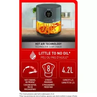 Tefal Air Fryer Digital 4.2L, 500W, 8 Preset Programs, Fast No-Preheat Cooking, Up to 200°C Temperature Control EY111B40