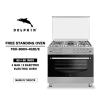 Dolphin Free Standing Cooking Range 90x60, 4 Gas Burners, 2 Electric Burner & Electric Oven, Inox FS09060I-4G2E/E