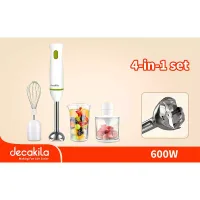 Decakila Hand Blender 4 in1 Multifunction 600W Chopper Bowl 350ML With Mixer & Cup With 1 350ml Chopper Bowl With 1 Whisk With 1 Measuring Cup KEJB038W