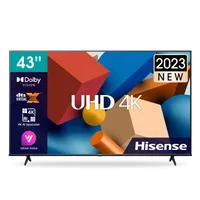 Hisense 43" LED TV Smart UHD 4K, AirSlim Frameless, Dolby Vision, DTS Virtual X, AI 4k Upscaler, Vidaa Voice, Airplay 2, Dual Band Wifi 43A6K
