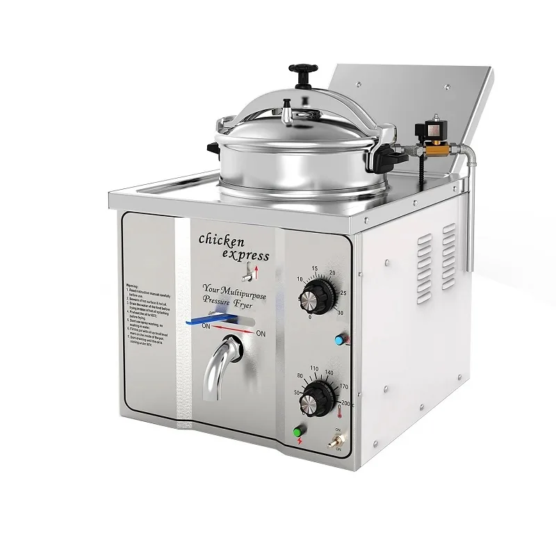 Commercial Electric Fryer 16L Tabletop Pressure Fryer, 3kW High-Efficiency Mechanical Control Pressure Fryer, Professional Stainless Steel Broaster WG-XZ-16