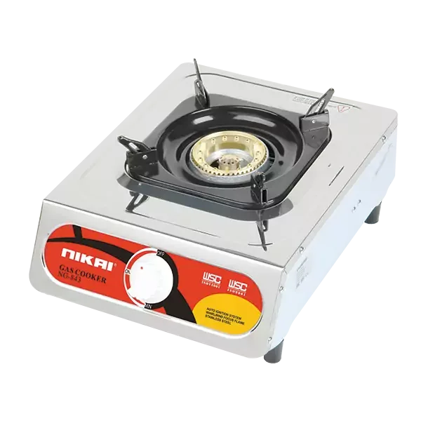 Nikai Gas Cooker 1 Burner Steel NG843 Stainless Steel Auto Function Blue Flame