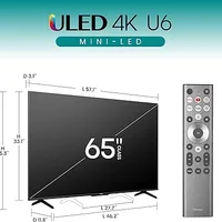 Hisense 65" ULED 4K Smart TV - Mini-LED, Dolby Vision HDR 10+, Dolby Atmos, Voice Control, Google TV, 65U6N-PRO.