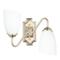 Tronic Modern Golden Double Wall Sconce with Frosted Glass Shades