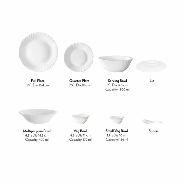 La Opala Dinner Set White Classique 38 Pieces LC038