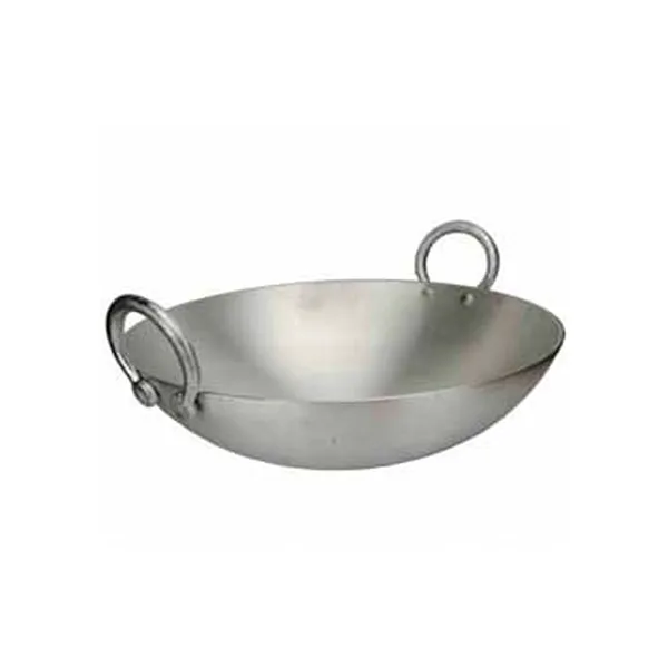 Nadstar Aluminium Karai 14" No7 Heavy Base Aluminum Kadai Deep Frying Kadai with Handle for Kitchen