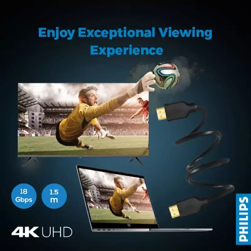 Philips High Speed HDMI 2.0 Cable 1.5m with 4K UHD Resolution at 60fps SWV5510/40
