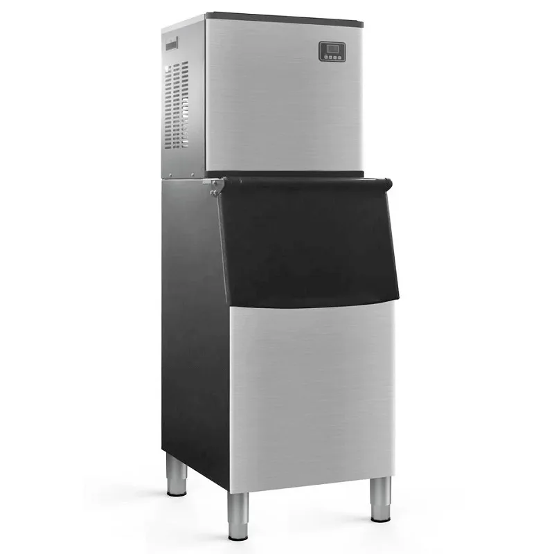 Commercial Electric Industrial Ice Cube Maker, 150kg/Day High-Capacity Split Ice Machine, Professional 100kg Large Storage Ice Maker WG-KK300H