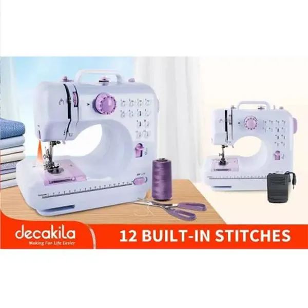 Decakila Sewing Machine Multifunction Double Speed Kutt031w automatic thread rewind built in sewing light double thread