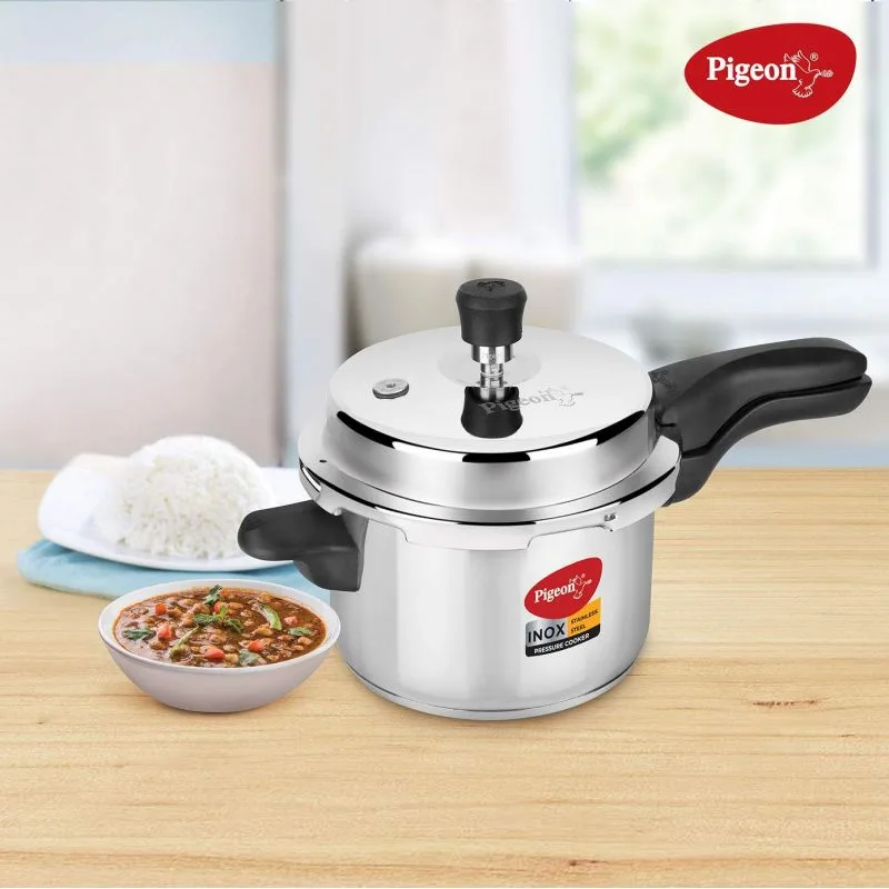 Pigeon Pressure Cooker 3l Deluxe Outer Lid Aluminium Sap 102 - Ergonomic Sturdy Handle Thermal Efficiency Special Alloy Safety Plug