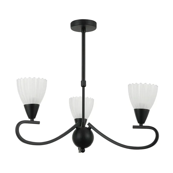 Tronic 3-Light Pendant Lamp - E14 Base, Black/White Finish, Iron & Glass Design