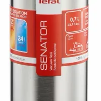 Tefal Senator Thermal Bottle 0.7L Stainless Steel, Silver Robust Construction With Double Walled Safe Lock Thermos Insulated Vacuum Flask K3063314