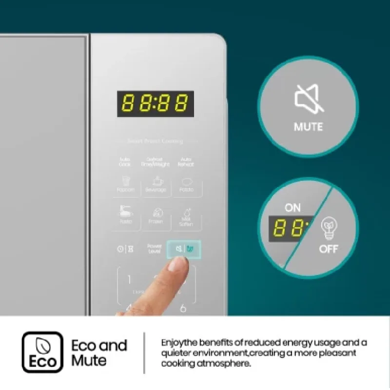 Hisense Digital Microwave Oven 20L 700W with Child Safety Lock, Push Button, Mirror Silver H20MOMS15