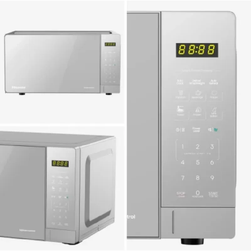 Hisense Digital Microwave Oven 20L 700W with Child Safety Lock, Push Button, Mirror Silver H20MOMS15