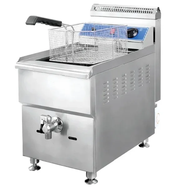 Commercial Gas Fryer 18L Single Tank, 17,060 BTU High-Efficiency LPG Countertop Deep Fryer, Professional Stainless Steel Fryer HGF-779