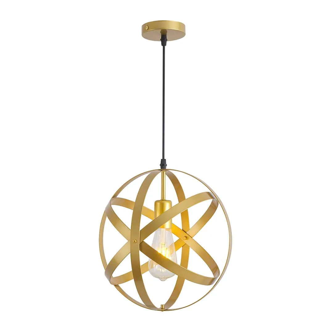 Tronic Gold Modern Pendant Lamp with E27 Holder (Iron Frame, IP20 Rated)