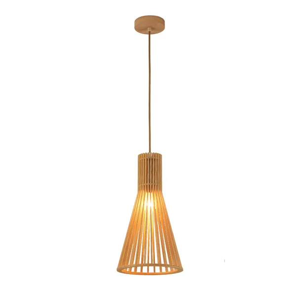 Tronic Wood Pendant Lamp - Tall Cone Design, 20cm