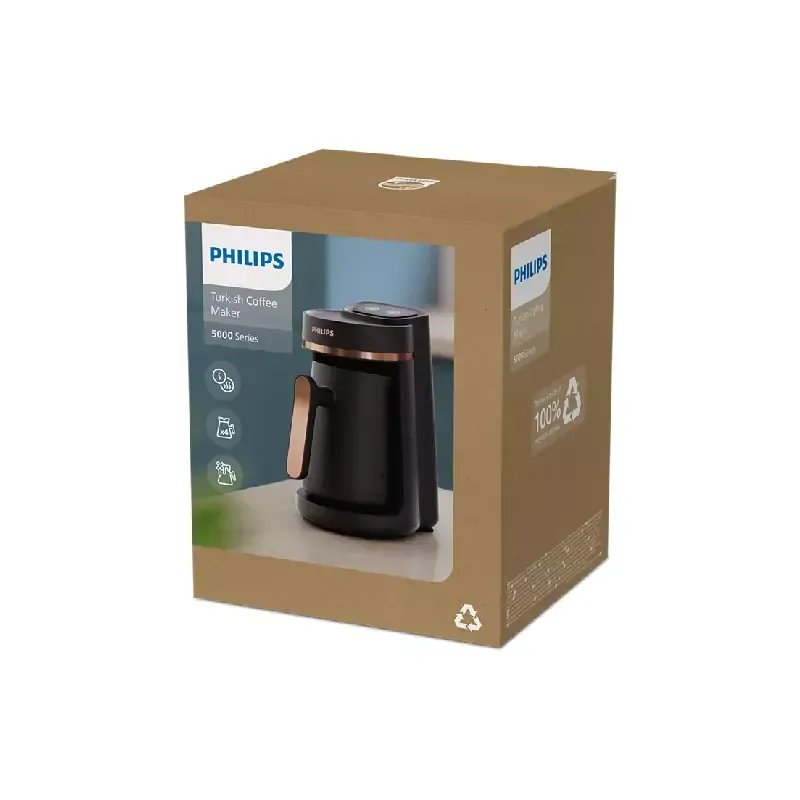 Philips Turkish Coffee Maker 5000 Series 735W with Slow Brew Function, 4 Cups Capacity, Overheat+Overflow Protection, Easy-touch Buttons HDA150/62