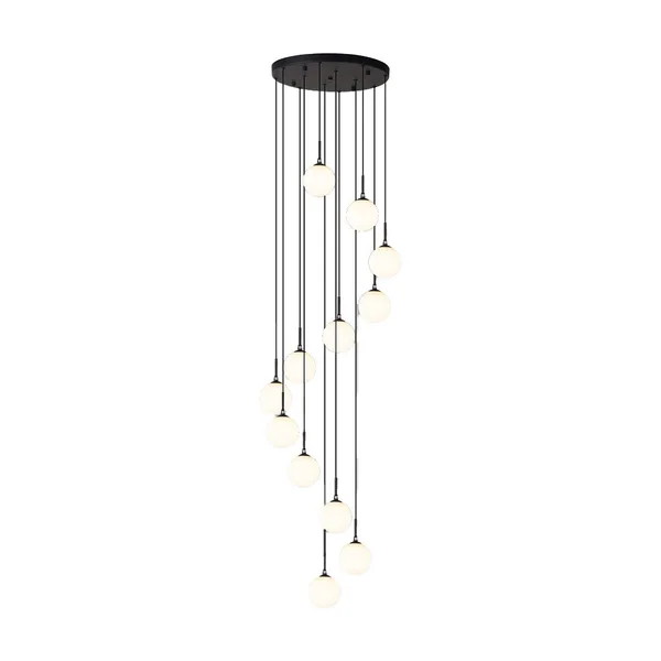 Tronic 12-Globe Spiral Pendant Chandelier with Matte Black Finish