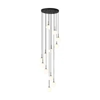 Tronic 12-Globe Spiral Pendant Chandelier with Matte Black Finish