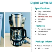 Hisense Digital Drip Coffee Maker with Filter 1.5L 1000W CM15BK
