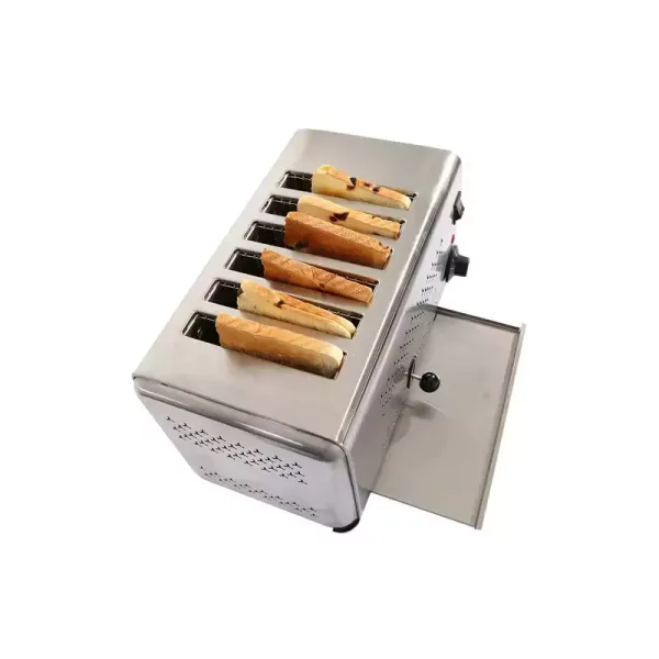 Commercial 6-Slice Electric Toaster, 2.5kW Professional Stainless Steel Bread Toaster, Industrial Heavy-Duty High-Volume Toaster WG-DS-6