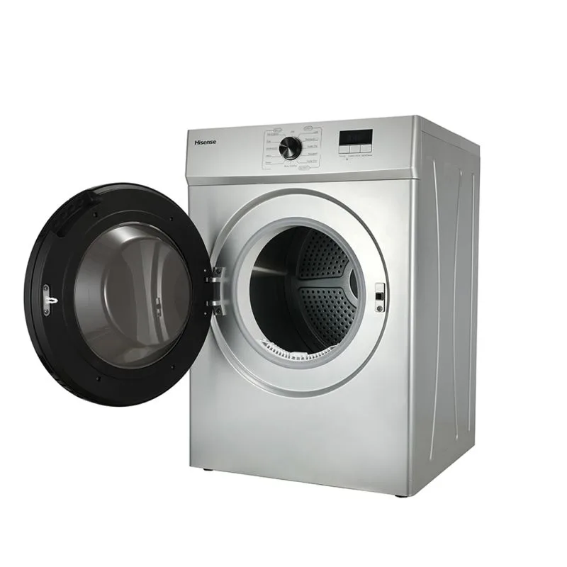 Hisense Dryer 8kg, Front Load, Fuzzy Control, LED Display, Double Water Inlets, Power Off Memory, Stainless-Steel Tub, Crease-Resist, Silver DV1W801UT