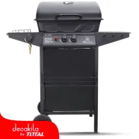 Decakila Barbeque Grill Gas Stainless Steel 8kw Burner Kmgs005b 48.5x37.5cm aluminium valve wire support warming rack piezo ignition with thermometer