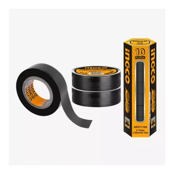 Ingco PVC Insulating Tape Fire Resistant 9.15m Black HPET1103