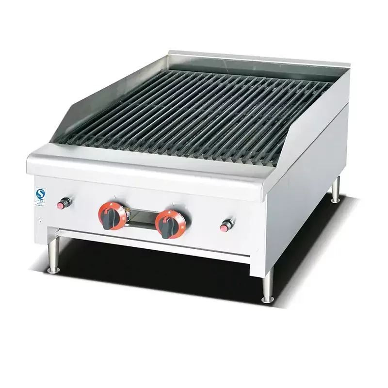 Commercial Electric Bbq Grill 2 Burner Gas 60000BTU, Stainless Steel, LPG-powered, Cast Iron Burners WG-G249A