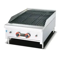 Commercial Electric Bbq Grill 2 Burner Gas 60000BTU, Stainless Steel, LPG-powered, Cast Iron Burners WG-G249A